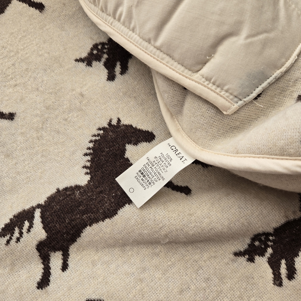 NWT THE GREAT. Pasture Fleece Jacket Horse Print Off White Size 1 - Picture 11 of 12